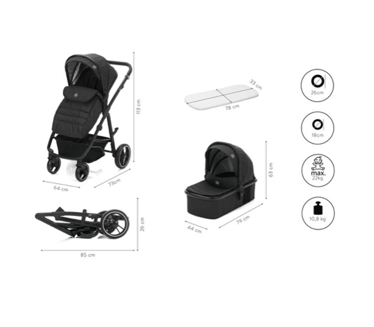 Fillikid | Jaguar Vognpakke + bilstol | Grey Melange