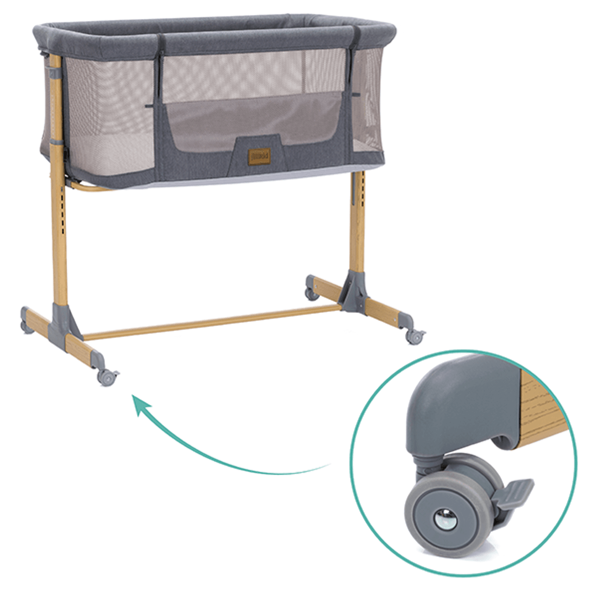 Fillikid | Nero Bedside Crib | Grey