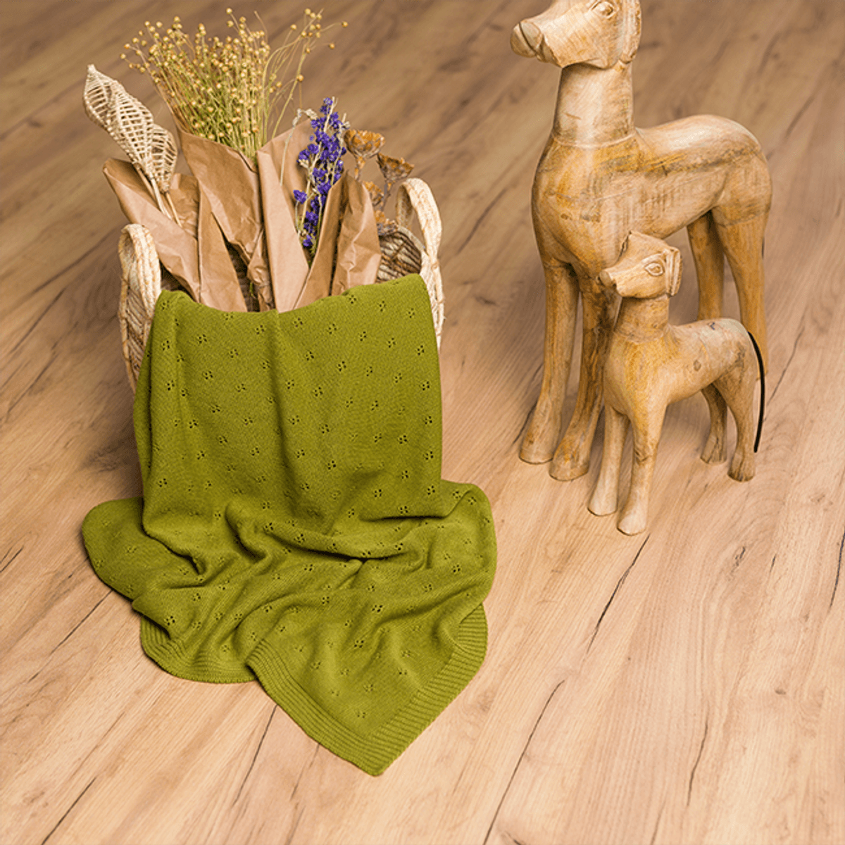Fillikid | Strikketeppe 100x80 cm | Olive