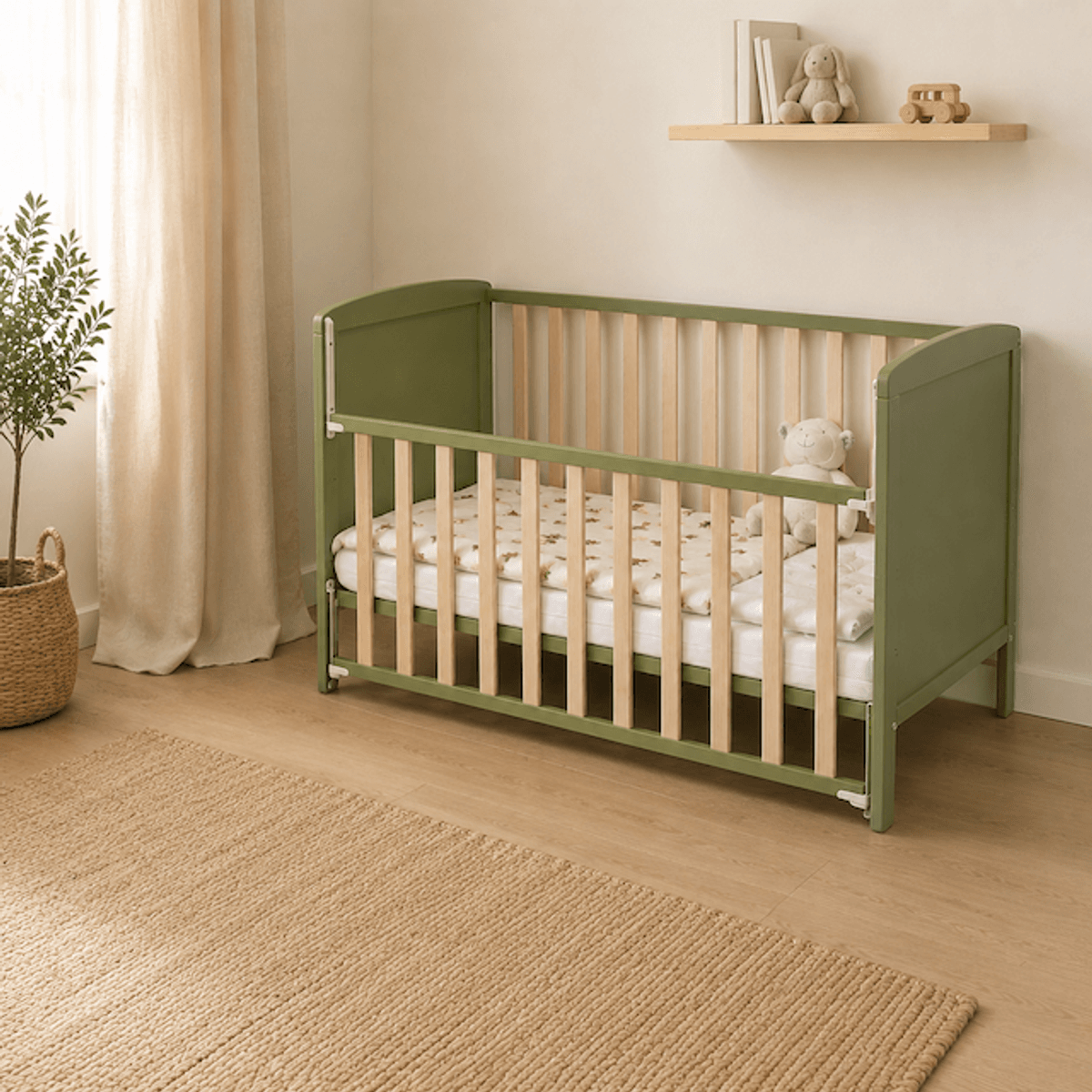 Troller | Luna Sprinkelseng | Justerbar Side 120x60 cm | Grønn/ Natur
